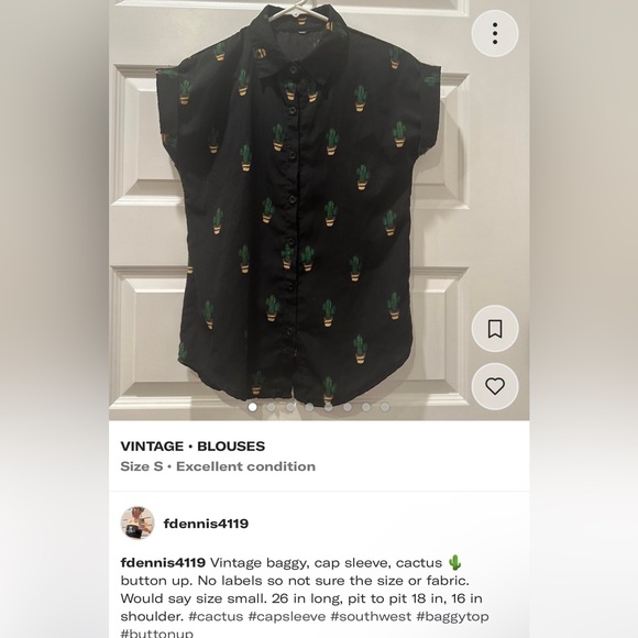 Cactus cap sleeve button up - Picture 10 of 10